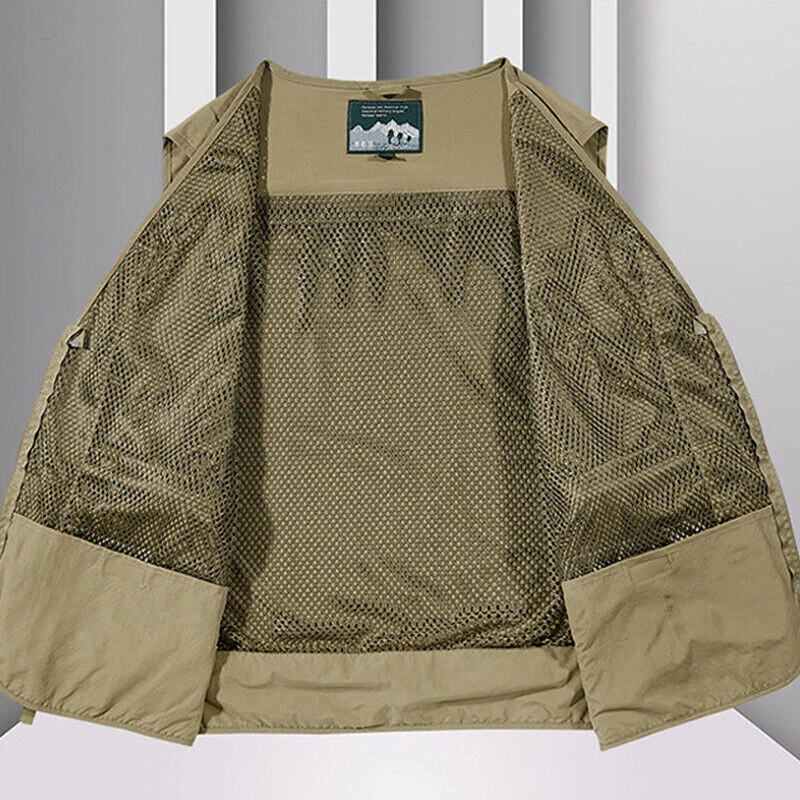 Men's Quick Drying Fishing Vest Multi Pocket Multifunctional Sleeveless Jackets - Image 4 of 4