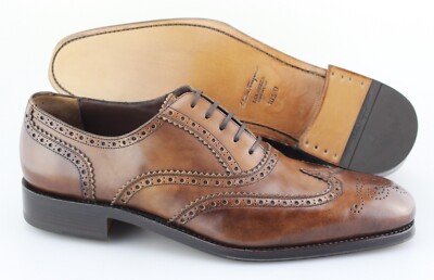 Men's SALVATORE FERRAGAMO 'Bord Tramezza' Brown Leather Oxfords Size US 10.5 - D