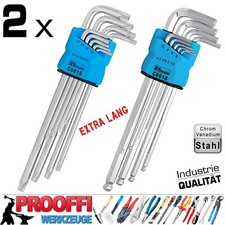 2 x Torx Hexagon Winkel Schlüssel T10-T50 1.5-10mm Für Inbus Schraube EXTRA LANG