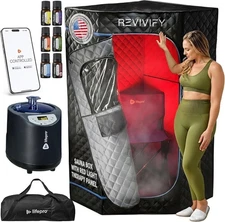 LifePro Portable Sauna for Home with Red Light Therapy – Full Body Steam Room