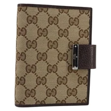 GUCCI GG Canvas Day Planner Cover Beige Silver 115240 Auth 148437