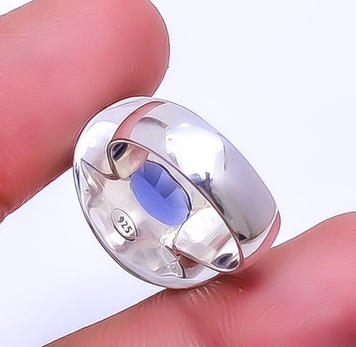Concave Cut Iolite Gemstone 925 Sterling Silver Jewelry Handmade Ring s.6 Sku13 - Picture 2 of 2
