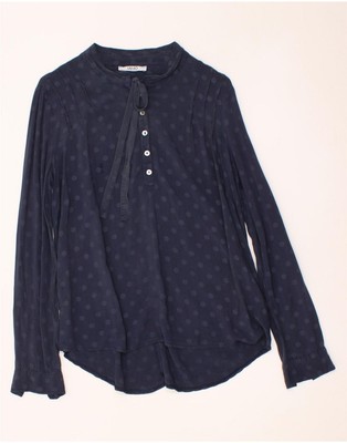 LIU JO Womens Pullover Shirt IT 40 Small Navy Blue Polka Dot Viscose CH08
