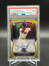 2023 Bowman Chrome Justin Crawford 1st Prospect Auto Yellow /75 #CPA-JC PSA 9