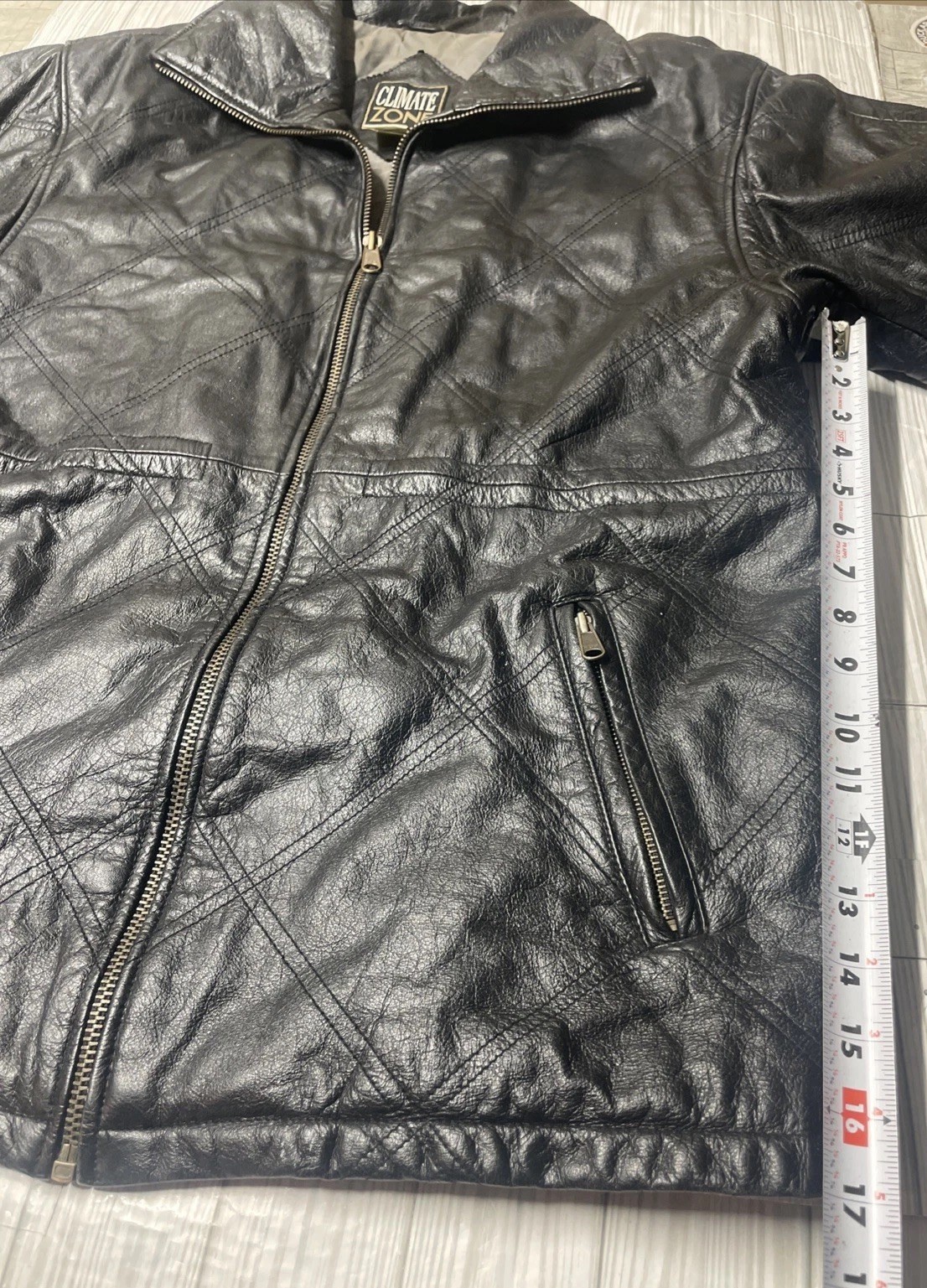Climate Zone Full Zip Leather Jacket Pockets Blac… - image 3