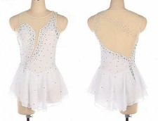 Ice skating dress Competition Figure Skating Twirling Costume white