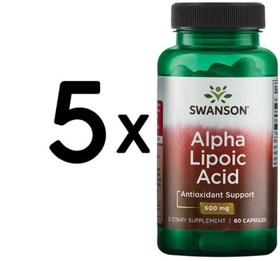 5 x Swanson Alpha Lipoic Acid, 600mg - 60 caps (422,00 EUR/kg)
