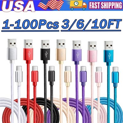 6-10 FT USB Type-C For iPhone 17/16/15 Cable Fast Charger Charging Data Cord Lot