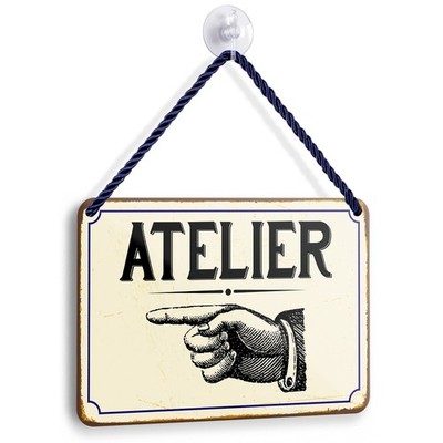 Atelier Blechschild 18x12cm Vintage Werkstatt Retro Deko Künstler Studio Schild