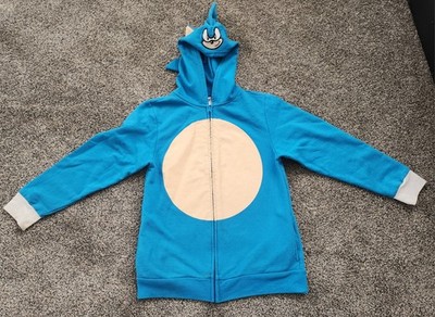 Blue Y2K Sonic the Hedgehog hoodie 3D spiked hood with ears zip up with pockets