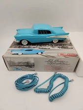 Vintage Telemania 57 Chevy Telephone Blue Chevrolet Corded Original Box WORKS