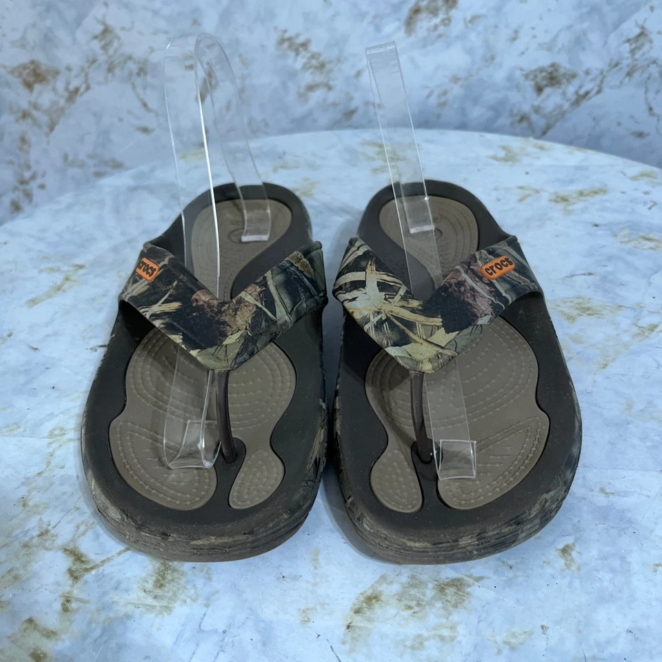 Мужские повседневные сандалии-шлепанцы Crocs Modi Realtree размер 8 зеленые коричневые камуфляжные - Изображение 3 из 4