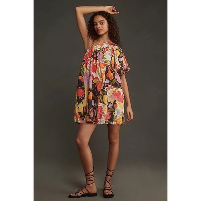 nwt ANTHROPOLOGIE x YUKIKO NORITAKE sz L One-Shoulder Mini Shift Dress