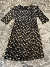 ORLA KIELY Designer Career Brown Silk Business Dress Tie Waist US Size 1 XS