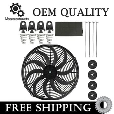 16Inch Electric Radiator Cooling Fan Thermostat Kit 3500 CFM Reversible Push 12V