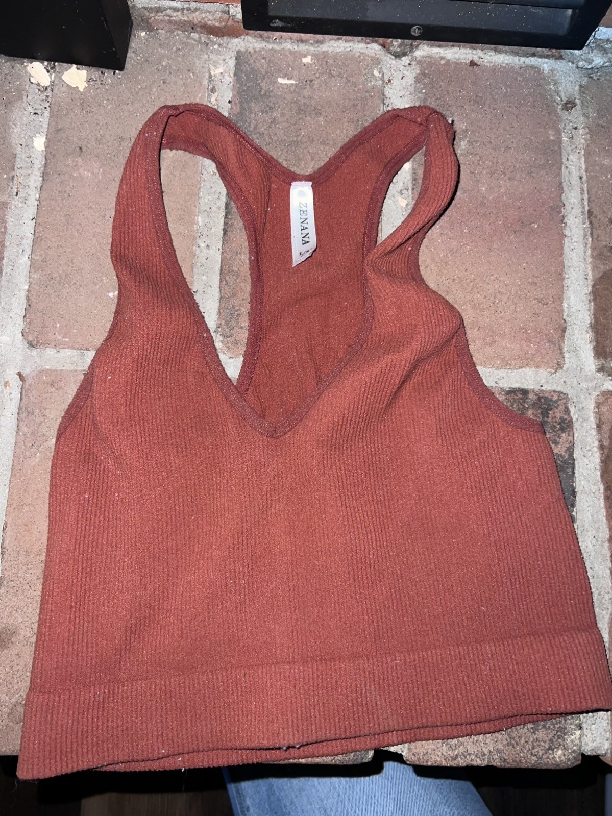 Zenana Ribbed Racerback tank crop top Brami Bralette L/XL