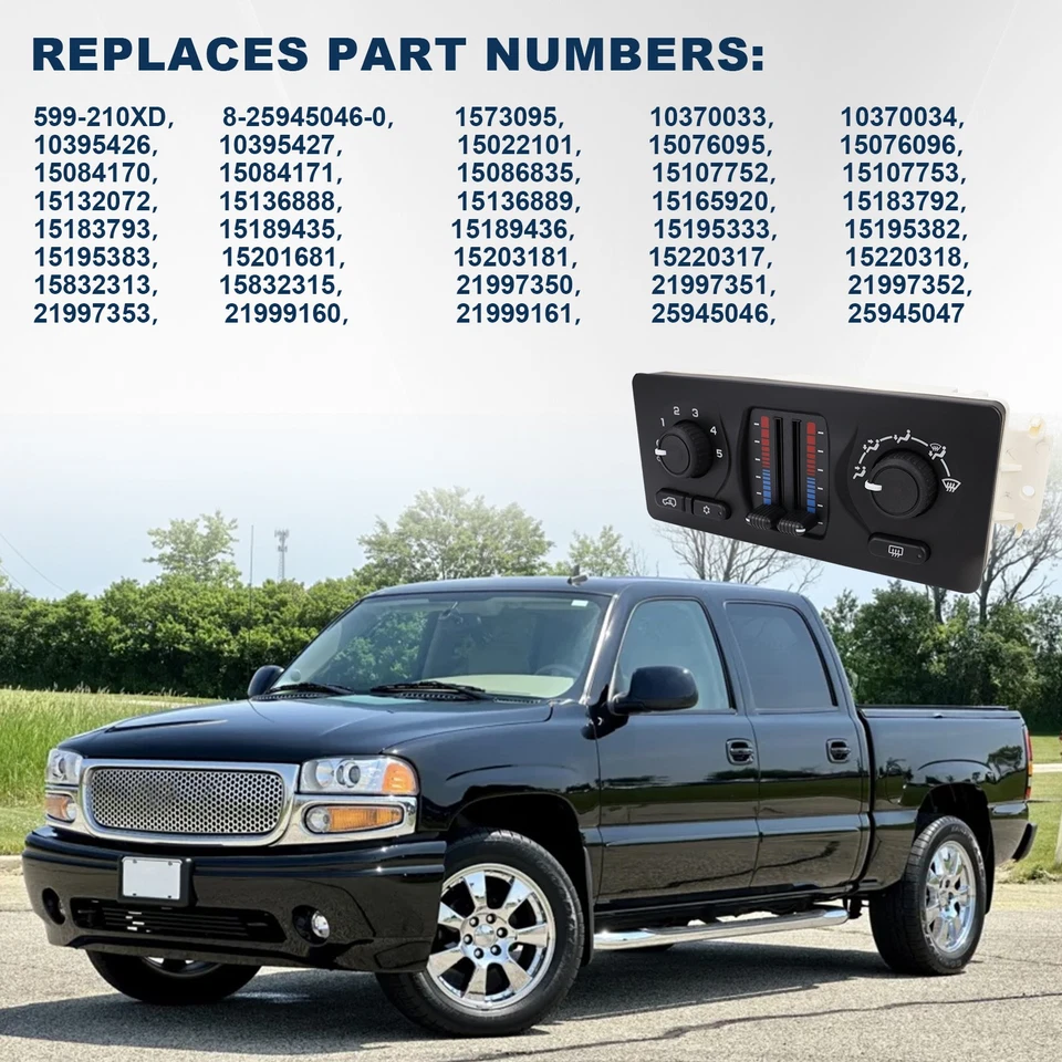 Interruptor del panel de control del calentador de CA compatible con GMC Sierra 1500/2500/3500 2003-06 Foto 2 de 4