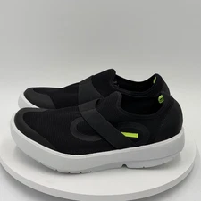 OOFOS OOmg Mesh Low Black Lime Accent Recovery Shoes Mens Size 8/41