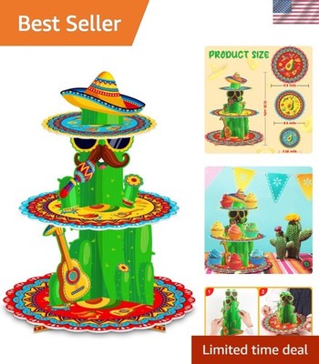 Fiesta Party Decorations - 3 Tier Mexican Birthday Party Cupcake Stand & Topp...