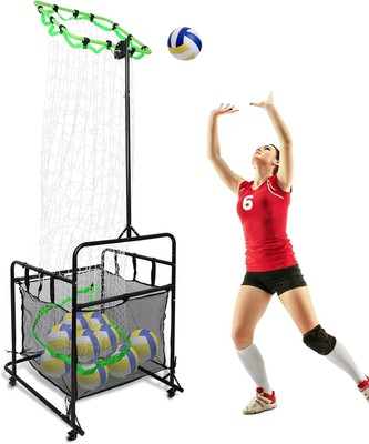 Volleyball Setter Trainer Net with Adjustable Height and Angle for Indoor and...