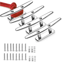 4 Inch Stainless Steel Boat Cleats, Marine Dock Cleats, Heavy Duty, Mirror Po...