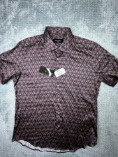 Bogosse Shirt Mens 6/2XL Navy Paisley AOP Short Sleeve Button Up Cotton NWT