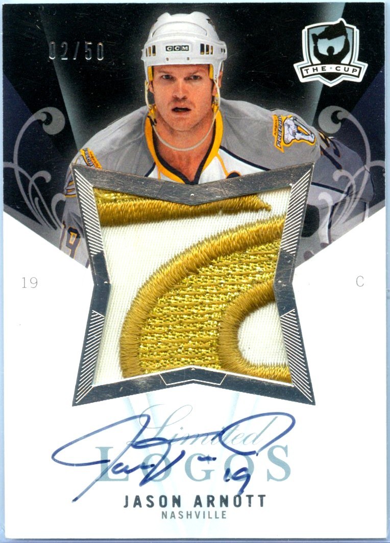 JASON ARNOTT 2007-08 UPPER DECK THE CUP LIMITED LOGOS GAME USED PATCH AUTO 2/50