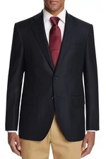 Private Label Mens Super 130's Wool Two Buttons Sport Coat 44 Short Navy - NWT