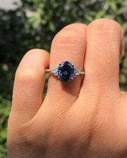 Oval Cut Simulated Blue Sapphire Pretty Engagement Ring In 14k White Gold Plated