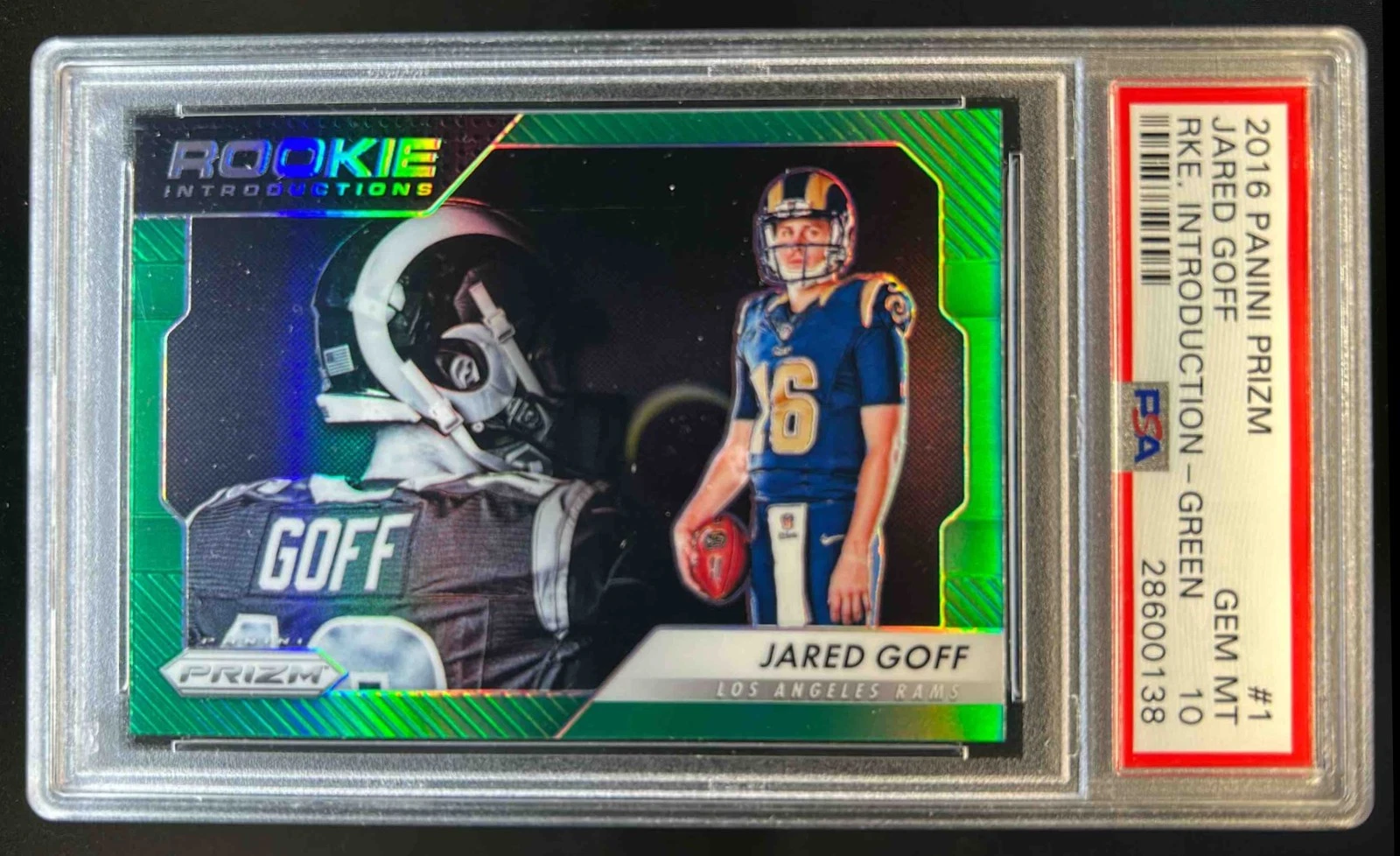 Jared Goff Panini Prizm Rookie Introduction #1 Green