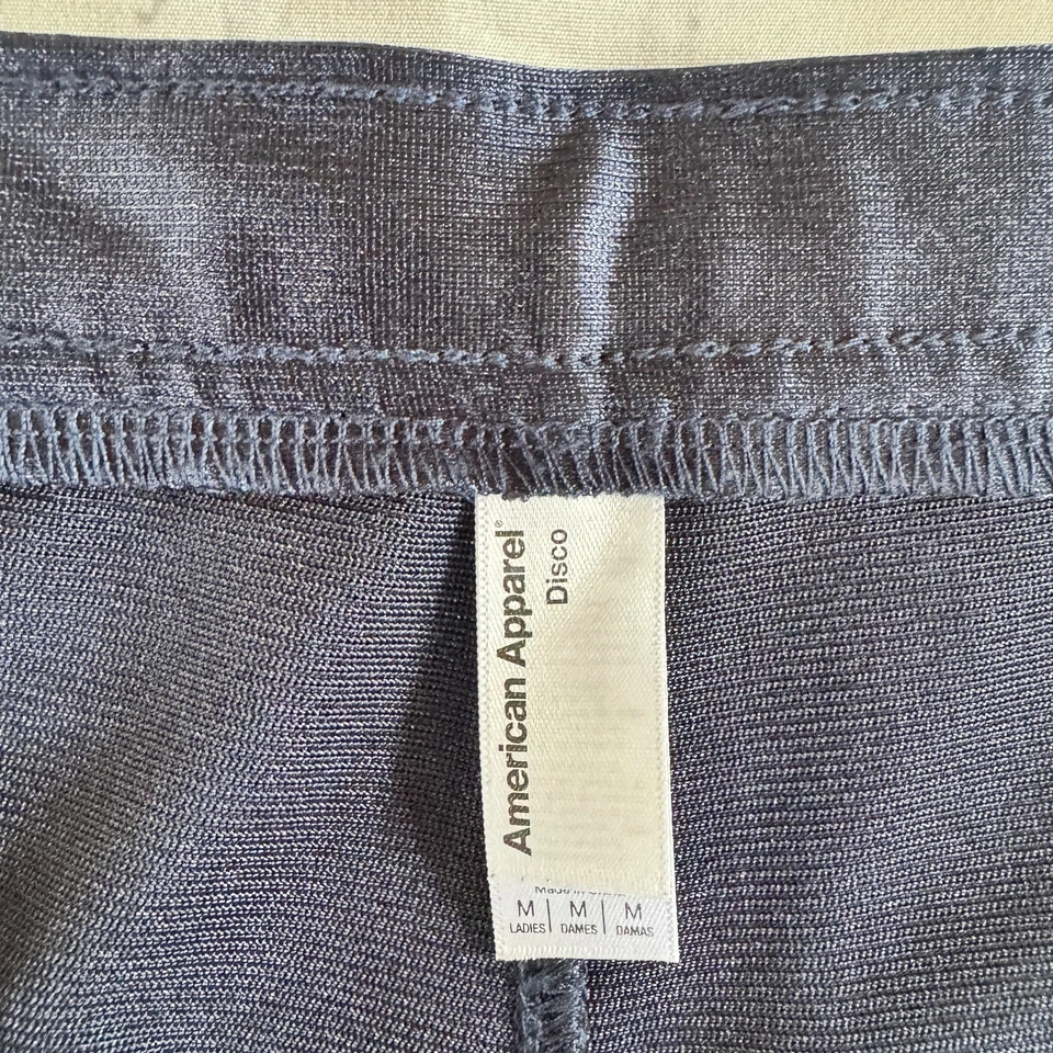 AMERICAN APPAREL Navy BLUE Metallic Shiny DISCO PANTS Satin Skinny Jeans 00s M - Image 4 of 4