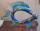 Vintage Murano Italian Art Glass Fish Sculpture Multicolor Hand Blown