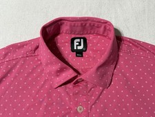 FootJoy FJ Mens XL Pink Geometric Print AOP Golf Polo Shirt Read Description