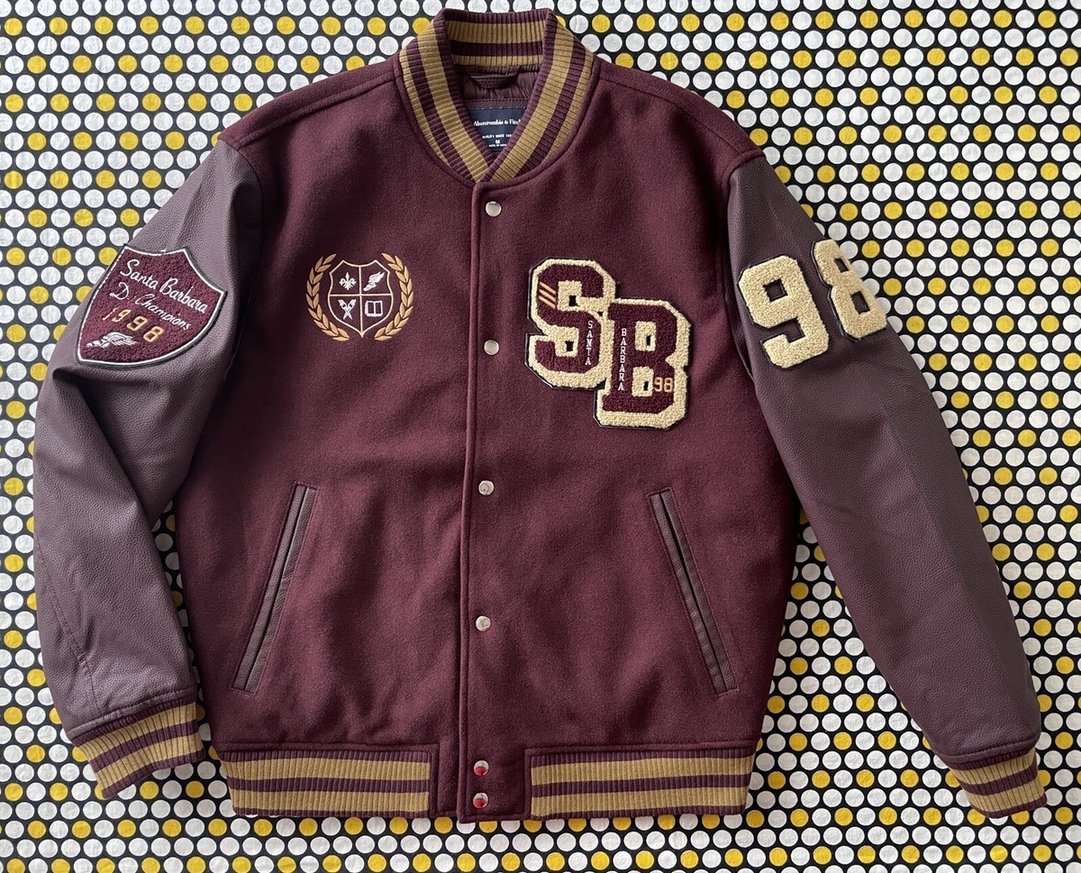Abercrombie & Fitch Men's Size M Burgundy Santa Barbara Varsity