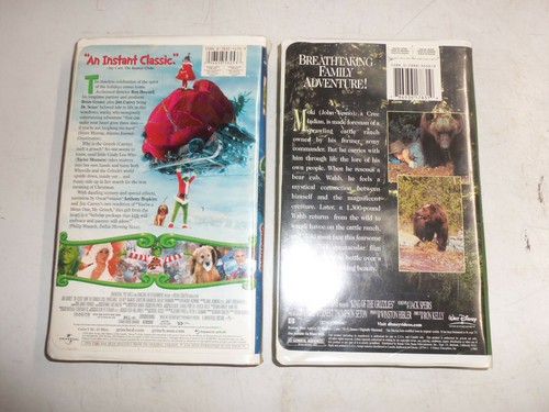 2 VHS Movie Tapes Clamshell Cases Disney's King of Grizzlies Grinch St Christmas - Picture 3 of 8