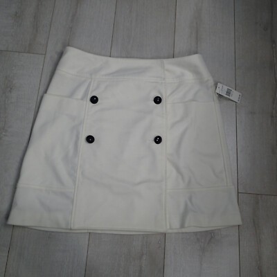 ESSENTIALS by A.B.S. cream Sz 14 Button Wrap Skirt NWT 
