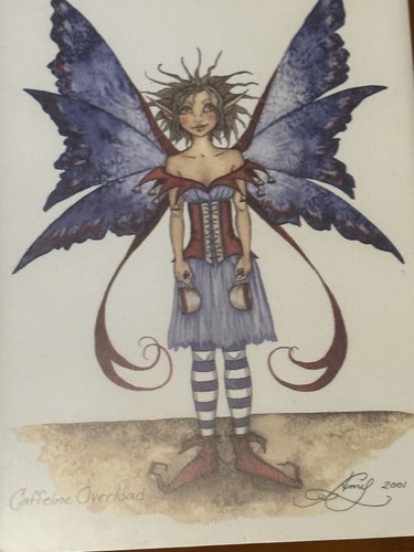 AMY MARRONE FAIRY FAIRIE STAMPA INCORNICIATA 5""X7"" SOVRACCARICO CAFFEINA 2001 Fuori stampa - Foto 2 di 2