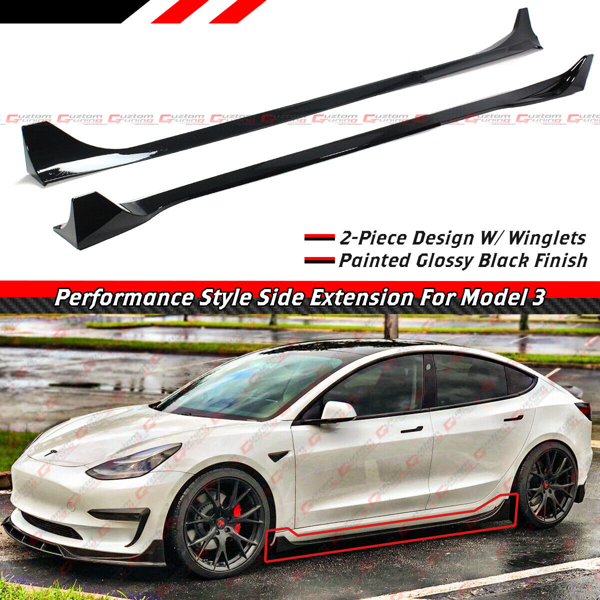 SIDE SKIRT SPLITTERS | TESLA MODEL 3 SIDE SKIRT SPLITTERS | TESLA MODEL 3