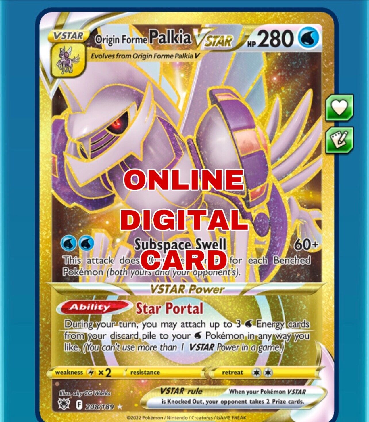 Pokémon Palkia Origin Forme Gold Metal