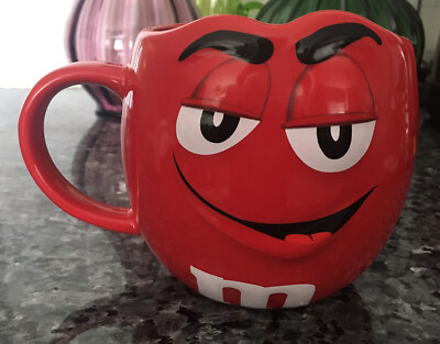 VTG M & M s World Red Character 3 D Face Sculpted  2013 Coffee  Mug 20oz