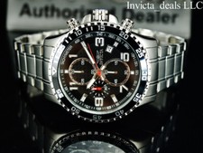 Invicta Men's 45mm PILOT Specialty Chronograph Black Dial Silver Tone SS Watch