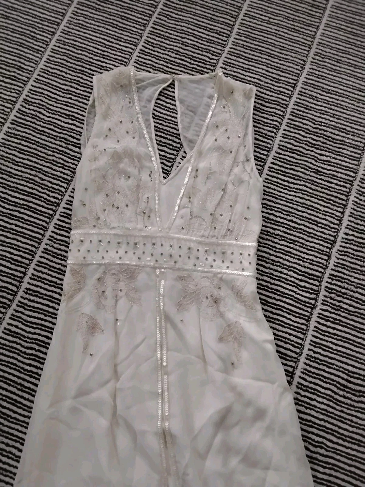 OFF WHITE Bellissimo abito lungo ricamato bianco sporco taglia 4