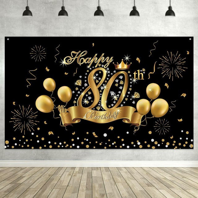 Adult 80th Birthday Gold Birthday Party Centerpiece Table