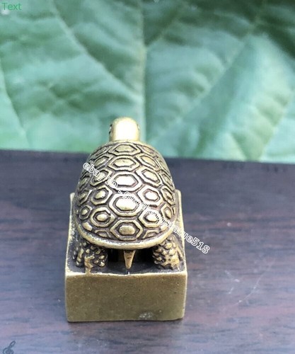 3 CM Chinese Pure Bronze turtle tortoise Animal Sculpture seal stamper signet - Picture 4 of 9