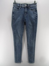 American Eagle Jeans Women 00 Blue Hi-Rise Jegging Super Stretch Denim Logo