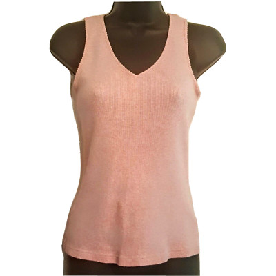 VTG Fashion Bug Perfect Fit Tank Top Small Pink Ribbed Sleeveless Shell Shirt