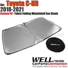 WellVisors Custom Fit Fabric Folding Windshield Sun Shade For Toyota C-HR 18-22
