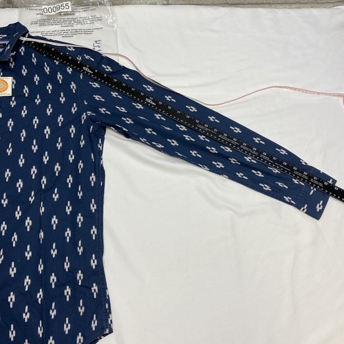 Camicia azteca Banana Republic slim fit uomo M blu polsino infradito manica lunga con bottoni - Foto 14 di 15