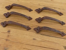 6 CAST IRON HANDLES RUSTIC DRAWER PULLS HANDLE GRASP DOOR GATE FARMHOUSE STYLE