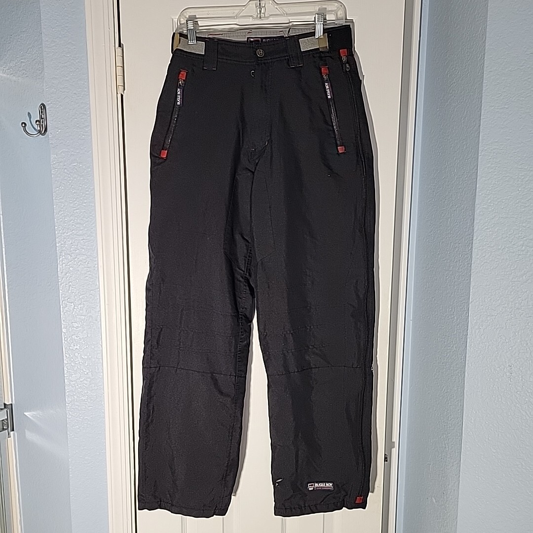 Vintage Bugle Boy Pants Mens 30x30 Black Red Parachute Zip Vintage Bugle Boy Pants Mens 30x30 Black Red Parachute Zip